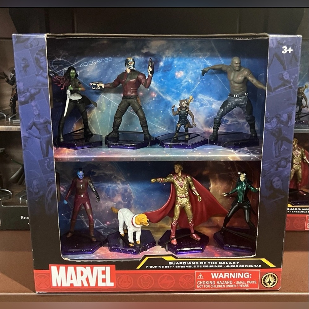 Disney Parks Marvel Guardians Galaxy Star Lord 8 pc Figurine Figure Playset NEW